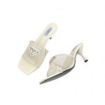 PRADA PLEXIGLAS AND PATENT LEATHER SANDALS OFF WHITE 1XX644