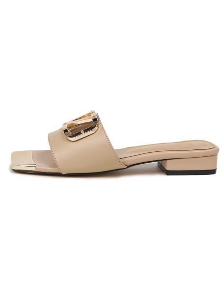 VALENTINO VLOGO SIGNATURE SLIDE SANDAL FAWN ZW2S0M21HWS0CR