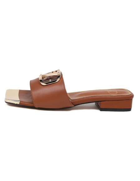 VALENTINO VLOGO SIGNATURE SLIDE SANDAL BROWN ZW2S0M21HWS0CR