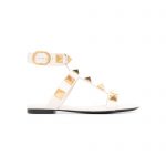 VALENTINO STUD FLAT CALFSKIN SANDAL LIGHT IVORY 2W2S0BU8ZWM