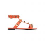 VALENTINO ROMAN STUD FLAT CALFSKIN SANDAL ORANGE 1W2S0BU8ZWM