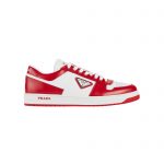 PRADA DOWNTOWN LEATHER SNEAKERS WHITE/RED 2EE364