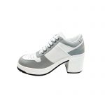 PRADA DOWNTOWN HIGH HEELED SNEAKERS WHITE AND GREY 1E792M