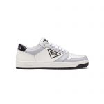 PRADA DISTRICT PERFORATED LEATHER SNEAKERS WHITE/CORNFLOWER BLUE 1E790M