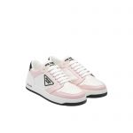 PRADA DISTRICT PERFORATED LEATHER SNEAKERS WHITE/ALABASTER PINK 1E790M