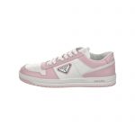 PRADA DOWNTOWN LEATHER SNEAKERS WHITE/ALABASTER PINK 1E792M