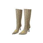 VERSACE FENDACE FF JACQUARD BOOTS BEIGE 1004496