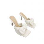 BOTTEGA VENETA BOW DETAILED HEELED SLIDES WHITE 690025V