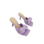 BOTTEGA VENETA BOW DETAILED HEELED SLIDES WISTERIA 690025V