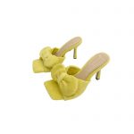 BOTTEGA VENETA BOW DETAILED HEELED SLIDES LIME YELLOW 690025V