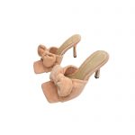 BOTTEGA VENETA BOW DETAILED HEELED SLIDES PEACH 690025V