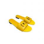 DOLCE & GABBANA CALFSKIN SLIDERS WITH DG LOGO YELLOW CQ0436AY