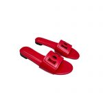 DOLCE GABBANA CALFSKIN SLIDERS WITH DG LOGO RED CQ0436AY