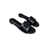 DOLCE GABBANA CALFSKIN SLIDERS WITH DG LOGO BLACK CQ0436AY