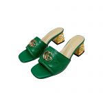 GUCCI JOLIE GG SUPREME CANVAS AND RUBBER SLIDES GREEN 1473721