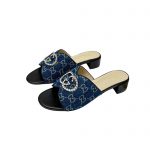 GUCCI CANVAS AND RUBBER SLIDES NAVY BLUE 1473721