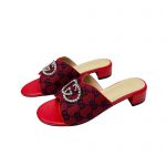 GUCCI CANVAS AND RUBBER SLIDES RED 1473721
