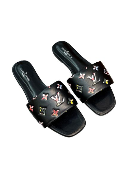 LOUIS VUITTON REVIVAL FLAT MULES BLACK 1AAOR5