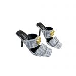 VERSACE FENDACE FF JACQUARD MULES GREY 1005157