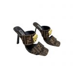 VERSACE FENDACE FF JACQUARD MULES BROWN 1005157