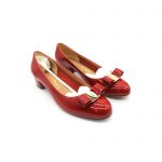 FERRAGAMO VERA BOW PUMP SHOE BURGUNDY 01B221