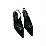 PRADA RHINESTONE SLINGBACK PUMP BLACK 1I002N