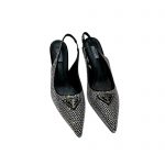 PRADA RHINESTONE SLINGBACK PUMP BLACK/WHITE 1I002N