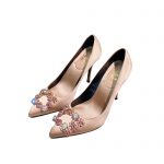 ROGER VIVIER FLOWER STRASS BUCKLE PUMPS IN STAIN SHINY NUDE RVW4141