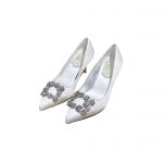 ROGER VIVIER FLOWER STRASS BUCKLE PUMPS SILVER RVW4141