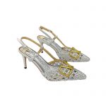 VALENTINO VLOGO SIGNATURE SLINGBACK PUMP SILVER 2W2S0R01TMK
