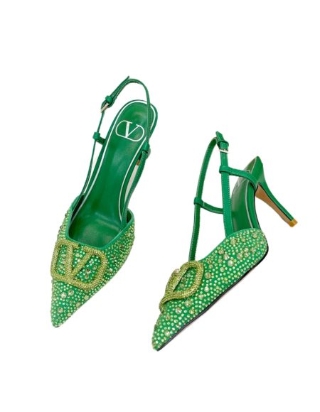 VALENTINO VLOGO SIGNATURE SLINGBACK PUMP GREEN ZW2S0R01MZF0NO