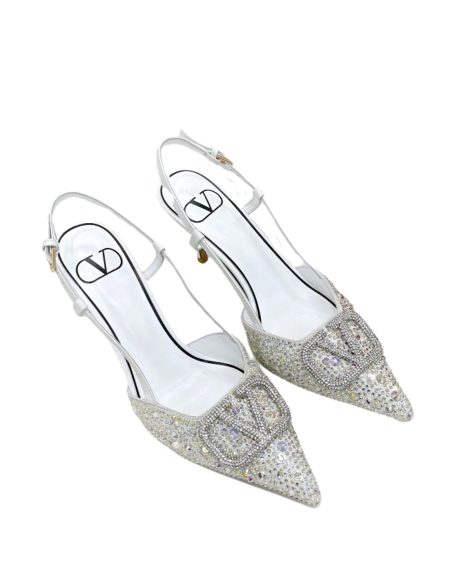VALENTINO VLOGO SIGNATURE SLINGBACK PUMP SILVER ZW2S0R01MZF0NO