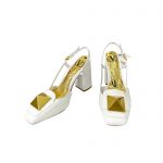 VALENTINO ONE STUD LEATHER SLINGBACK PUMPS WHITE 1W2S0ER2LAFGF9