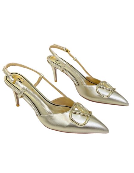 VALENTINO VLOGO NAPPA SLINGBACK PUMP PLATINUM XW2S0R01PVYP18