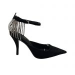 SAINT LAURENT CRYSTAL CHAIN-TRIM PUMPS BLACK 7131751TVDD1000