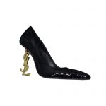 SAINT LAURENT OPYM LOGO HEEL LEATHER PUMPS BLACK 472011D6CVV