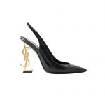 SAINT LAURENT KISS LEATHER SLINGBACK PUMPS BLACK 16475973