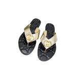 GUCCI GG THONG WEB SANDAL GOLDEN AND BLACK 612138