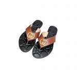 GUCCI GG THONG WEB SANDAL BROWN 612138