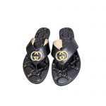 GUCCI GG THONG WEB SANDAL PLAIN BLACK 612138