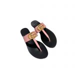 GUCCI LEATHER THONG SANDAL WITH DOUBLE G PINK 497444