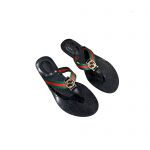 GUCCI GG BLACK THONG SANDALS RED, GREEN AND BLACK 612138