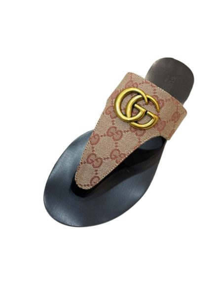 GUCCI INTERLOCKING G THONG SANDAL BEIGE & EBONY 739048