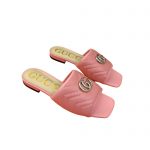 GUCCI DOUBLE G OPEN TOE SANDALS LEATHER ROSE PINK 15425109