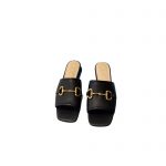 GUCCI DOUBLE G LEATHER SANDALS BLACK P00535868