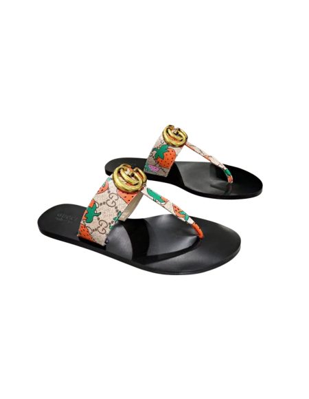 GUCCI LEATHER THONG SANDAL WITH DOUBLE G MULTICOLOUR 497444