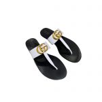 GUCCI LEATHER THONG SANDAL WITH DOUBLE G WHITE 497444