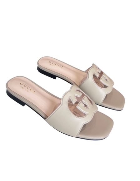 GUCCI INTERLOCKING G CUT-OUT SLIDE SANDAL GREY 694450