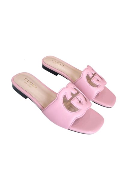 GUCCI INTERLOCKING G CUT-OUT SLIDE SANDAL BABY PINK 694451