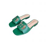 GUCCI INTERLOCKING G CUT-OUT SLIDE SANDAL GREEN 694451